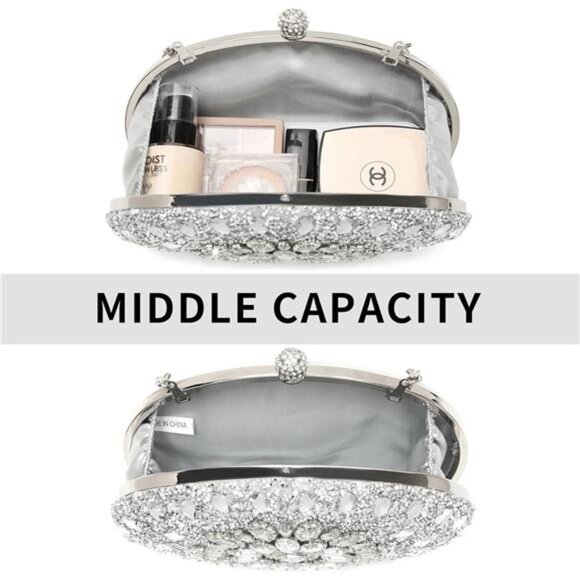 Women Rhinestone Clutch Evening Bag Sparkly Crystal Handbag Luxury Party Purse - Picture 3 of 8